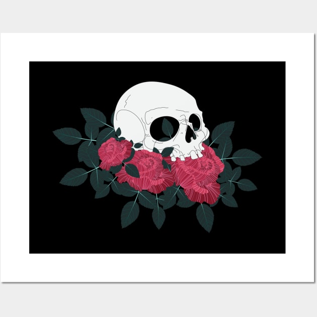 Skull Rose Wall Art by novaya